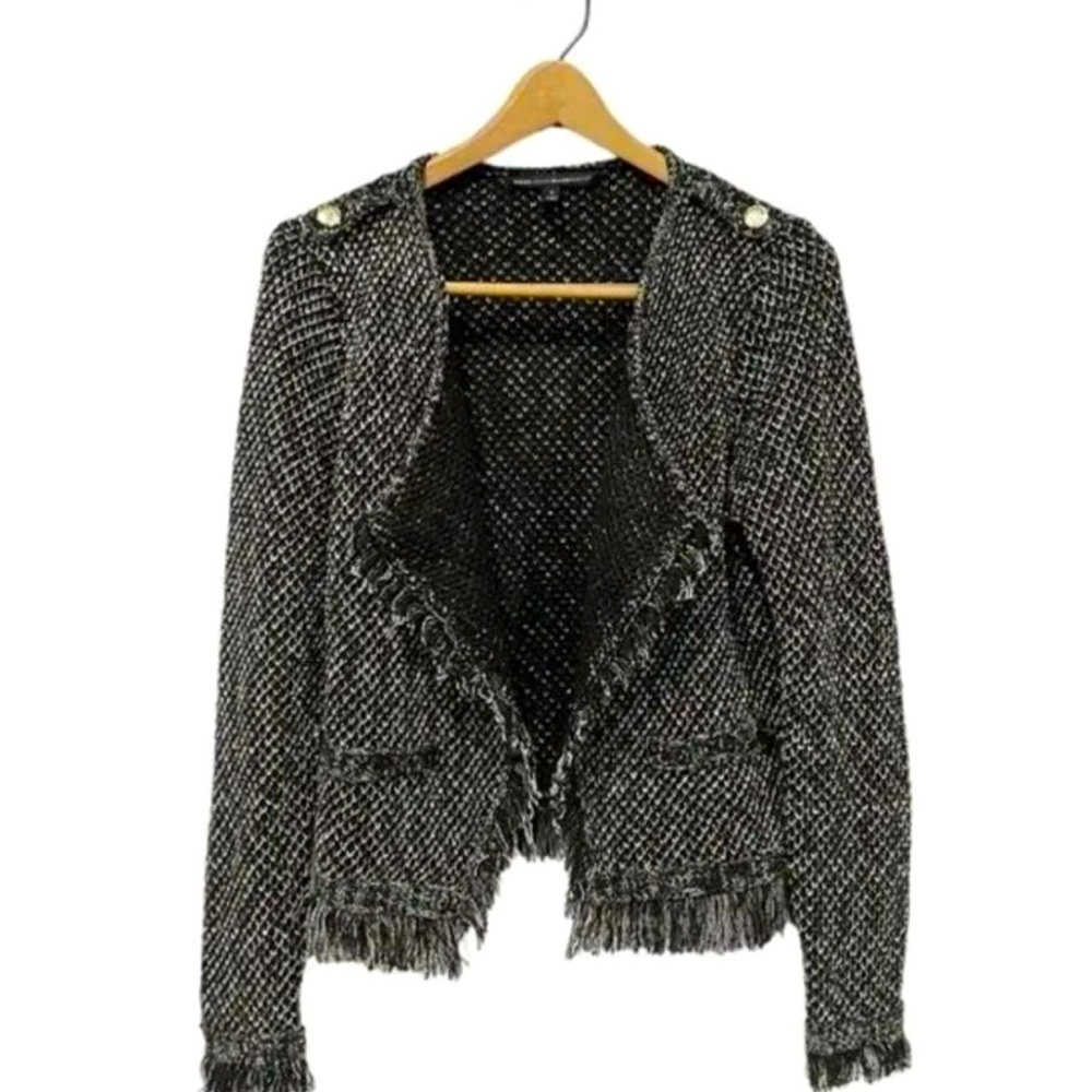 White House Black Market Black Tweed Cardigan Jacket